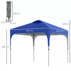 Outsunny 3 x 3(M) Pop Up Gazebo, UPF 50+ Foldable Canopy Tent with Wheeled Carrybag, 4 Leg Weight Bags, Height Adjustable Marquee Shelter 1 person easy setup for Outdoor Garden Patio Party, Blue - 3