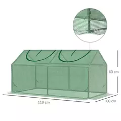 Outsunny Mini Greenhouse, Small Plant Grow House for Outdoor with Durable PE Cover, Observation Windows, 120 x 60 x 60 cm, Green - 3