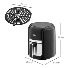 HOMCOM 4L Air Fryer, 1300W Air Fryer Oven with Digital Touch Display, Rapid Air Circulation, 12 Cooking Programs, Adjustable Temperature, Timer, Nonstick Basket for Oil Less or Low Fat Cooking, Black - 3