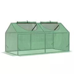 Outsunny Mini Greenhouse, Small Plant Grow House for Outdoor with Durable PE Cover, Observation Windows, 120 x 60 x 60 cm, Green - 1
