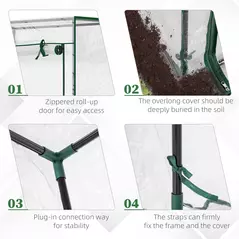 Outsunny Tomato Greenhouse with Roll-up Door, Mini Greenhouse with PVC Cover, Outdoor Grow House Small Green House for Yard, Balcony, Garden, 100 x 50 x 150cm, Transparent - 5