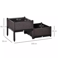 Outsunny 50cm x 50cm x 46.5cm Set of 2 41L Plastic Raised Garden Bed, Planter Box, Flower Vegetables Planting Container with Self-Watering Design and Drainage Holes for Patio Balcony - 3