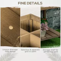 Outsunny Wooden Herb Planter Raised Bed Container Garden Plant Stand Bed 8 Boxes 110L x 46W x 76Hcm Brown - 6