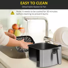 HOMCOM 6.5L Single Basket Air Fryer, 80-200°C Temperature, Black and Grey - 8