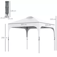 Outsunny 3 x 3(M) Pop Up Gazebo, UPF 50+ Foldable Canopy Tent with Wheeled Carrybag, 4 Leg Weight Bags, Height Adjustable Marquee Shelter 1 person easy setup for Outdoor Garden Patio Party, White - 3