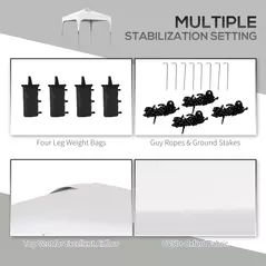 Outsunny 3 x 3(M) Pop Up Gazebo, UPF 50+ Foldable Canopy Tent with Wheeled Carrybag, 4 Leg Weight Bags, Height Adjustable Marquee Shelter 1 person easy setup for Outdoor Garden Patio Party, White - 7
