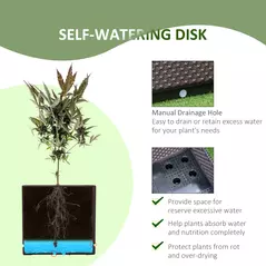 Outsunny 50cm x 50cm x 46.5cm Set of 2 41L Plastic Raised Garden Bed, Planter Box, Flower Vegetables Planting Container with Self-Watering Design and Drainage Holes for Patio Balcony - 4