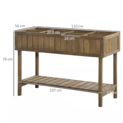 Outsunny Wooden Herb Planter Raised Bed Container Garden Plant Stand Bed 8 Boxes 110L x 46W x 76Hcm Brown - 3