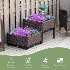 Outsunny 50cm x 50cm x 46.5cm Set of 2 41L Plastic Raised Garden Bed, Planter Box, Flower Vegetables Planting Container with Self-Watering Design and Drainage Holes for Patio Balcony - 6