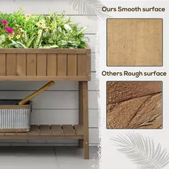 Outsunny Wooden Herb Planter Raised Bed Container Garden Plant Stand Bed 8 Boxes 110L x 46W x 76Hcm Brown - 7