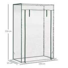 Outsunny Tomato Greenhouse with Roll-up Door, Mini Greenhouse with PVC Cover, Outdoor Grow House Small Green House for Yard, Balcony, Garden, 100 x 50 x 150cm, Transparent - 3