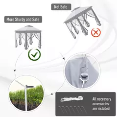 Outsunny 3 x 4m Metal Frame Hexagon Gazebo, with Curtains - Grey - 6