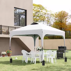 Outsunny 3 x 3(M) Pop Up Gazebo, UPF 50+ Foldable Canopy Tent with Wheeled Carrybag, 4 Leg Weight Bags, Height Adjustable Marquee Shelter 1 person easy setup for Outdoor Garden Patio Party, White - 2