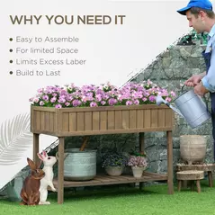 Outsunny Wooden Herb Planter Raised Bed Container Garden Plant Stand Bed 8 Boxes 110L x 46W x 76Hcm Brown - 4