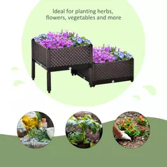 Outsunny 50cm x 50cm x 46.5cm Set of 2 41L Plastic Raised Garden Bed, Planter Box, Flower Vegetables Planting Container with Self-Watering Design and Drainage Holes for Patio Balcony - 7