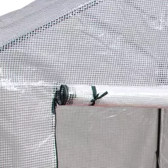 Outsunny Walk In Greenhouse with 2 Tier Shelf, Portable Gardening Plant Grow House Tomato Greenhouse with Roll up Zip Panel Door, Reinforced PE Cover, 143 x 143 x 195cm, Green - 9