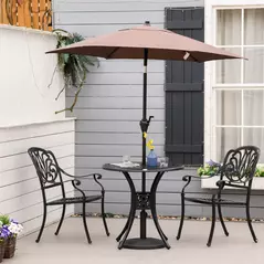 Outsunny 78 cm Round Garden Dining Table with Parasol Hole Antique Cast Aluminium Outdoor Table Only, Black - 7