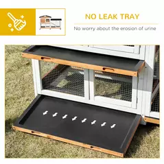 PawHut Rabbit Hutch Outdoor with Run Guinea Pig Hutch 2-Tier Bunny Cage w/ Wheels No-Leak Plastic Tray 157.4 x 53 x 99.5 cm - Yellow - 7