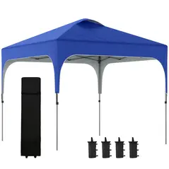 Outsunny 3 x 3(M) Pop Up Gazebo, UPF 50+ Foldable Canopy Tent with Wheeled Carrybag, 4 Leg Weight Bags, Height Adjustable Marquee Shelter 1 person easy setup for Outdoor Garden Patio Party, Blue - 1