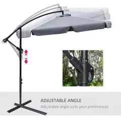 Outsunny 2.7m Garden Banana Parasol Cantilever Umbrella with Crank Handle and Cross Base for Outdoor, Hanging Sun Shade, Dark Grey - 5