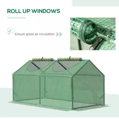 Outsunny Mini Greenhouse, Small Plant Grow House for Outdoor with Durable PE Cover, Observation Windows, 120 x 60 x 60 cm, Green - 5
