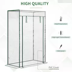 Outsunny Tomato Greenhouse with Roll-up Door, Mini Greenhouse with PVC Cover, Outdoor Grow House Small Green House for Yard, Balcony, Garden, 100 x 50 x 150cm, Transparent - 4