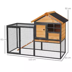 PawHut Wood-metal Guinea Pigs Hutches Elevated Pet Bunny House Rabbit Cage with Slide-Out Tray Outdoor - 3