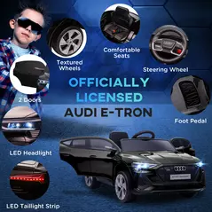 HOMCOM Audi E-tron Licensed 12V Kids Electric Ride on, Electric Car for Kids, with Parental Remote, Music Lights MP3, Suspension Wheels, for 3-5 Years, Black - 8