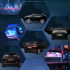 HOMCOM Audi E-tron Licensed 12V Kids Electric Ride on, Electric Car for Kids, with Parental Remote, Music Lights MP3, Suspension Wheels, for 3-5 Years, Black - 9