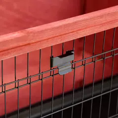 Pawhut Two-Tier Double Decker Wooden Guinea Pigs Hutches Pet Cage 136.4Lx50Wx93H cm-Brown/White - 8