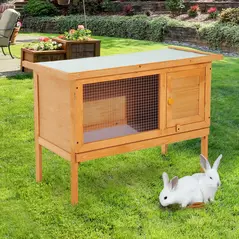 Pawhut Guinea Pigs Hutches,90Lx45Wx65H cm-Fir Wood - 2