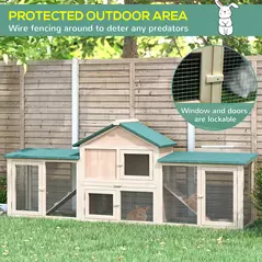 PawHut Guinea Pigs Hutches, 210Lx45.5Wx84.5H cm, Fir Wood-Natural Wood Colour - 5