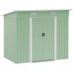 Outsunny 7 x 4ft Outdoor Garden Metal Storage Shed, Tool Storage Box for Backyard, Patio and Lawn, Light Green - 1