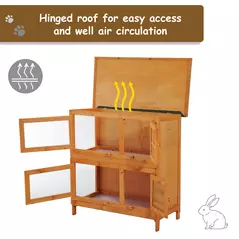 Pawhut 90cm 2 Tiers Double Decker Wooden Guinea Pigs Hutches Pet Cage - 4