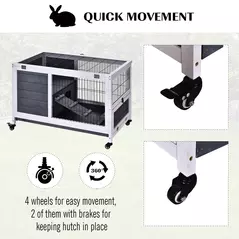 PawHut Rabbits Indoor Fir Wood Lift-Top Hutch Guinea Pigs Hutches-Grey and White - 7