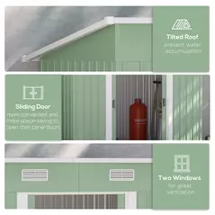 Outsunny 7 x 4ft Outdoor Garden Metal Storage Shed, Tool Storage Box for Backyard, Patio and Lawn, Light Green - 6