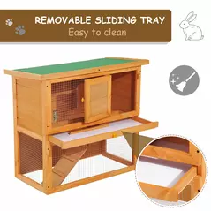 Pawhut Wooden 90cm 2 Tiers Guinea Pigs Hutches - 4