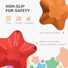 Outsunny 11-Piece Kids Stepping Stones, Starfish Style Non-slip Obstacle Course, Stackable Balance Blocks Garden Toys, Encourage Toddler Sensory Toys Indoor Outdoor - Multicoloured - 5