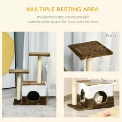 PawHut Cat Tree Tower for Indoor Cats Kitten House Scratching Posts with Condo Perch Interactive Mouse Toy, 45 x 33 x 70 cm, Brown - 5