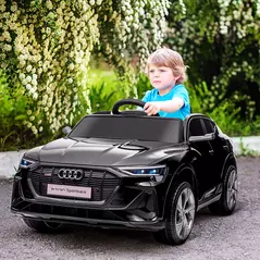 HOMCOM Audi E-tron Licensed 12V Kids Electric Ride on, Electric Car for Kids, with Parental Remote, Music Lights MP3, Suspension Wheels, for 3-5 Years, Black - 2