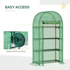 Outsunny 4 Tier Mini Greenhouse for Outdoor, Portable Gardening Plant Green House with Storage Shelf, Roll-Up Zipped Door, Metal Frame and PE Cover, 80 x 49 x 160cm, Green - 5