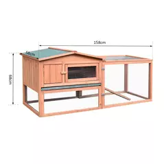 Pawhut 2 Floor Wooden Guinea Pigs Hutches House Bunny Coop Outdoor Garden Backyard, 158L x 58W x 68H cm - 3