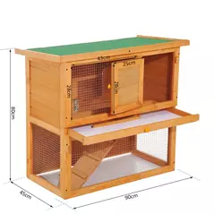 Pawhut Wooden 90cm 2 Tiers Guinea Pigs Hutches - 3
