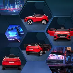 HOMCOM Audi E-tron Licensed 12V Kids Electric Ride on, Electric Car for Kids, with Parental Remote, Music Lights MP3, Suspension Wheels, for 3-5 Years, Red - 9