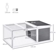 PawHut Guinea Pigs Hutches Small Guinea Pigs Hutches Pet Run Cover, with Water-resistant Asphalt Roof - 3