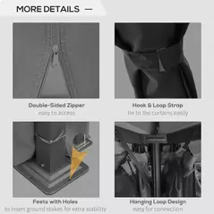 Outsunny 3 x 3(m) Patio Gazebo Canopy Garden Pavilion Tent Shelter Marquee with 2 Tier Water Repellent Roof, Mosquito Netting and Curtains, Aluminium Frame, Dark Grey - 5