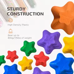 Outsunny 11-Piece Kids Stepping Stones, Starfish Style Non-slip Obstacle Course, Stackable Balance Blocks Garden Toys, Encourage Toddler Sensory Toys Indoor Outdoor - Multicoloured - 6