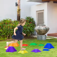 Outsunny 11-Piece Kids Stepping Stones, Starfish Style Non-slip Obstacle Course, Stackable Balance Blocks Garden Toys, Encourage Toddler Sensory Toys Indoor Outdoor - Multicoloured - 2