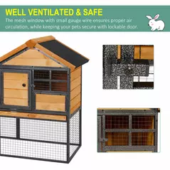 PawHut Wood-metal Guinea Pigs Hutches Elevated Pet Bunny House Rabbit Cage with Slide-Out Tray Outdoor - 6