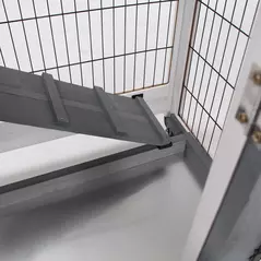 PawHut Small Animals 2-TierFir Wood Guinea Pigs Hutches Indoor Hutch Grey - 8